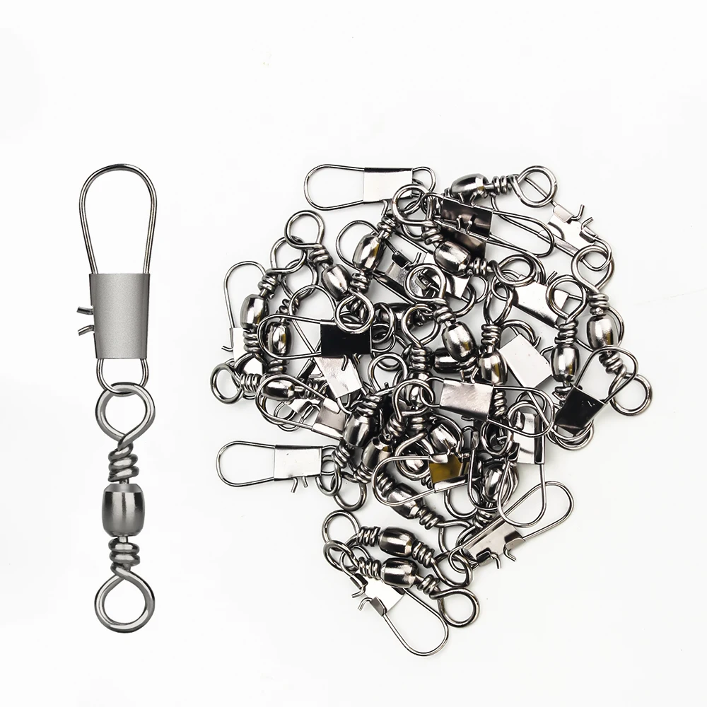 

DNDYUJU 300pcs Fishing Connector Stainless Steel Swivels Pin Bearing Swivel with Snap Fishing Hook Line Tackle Accessories