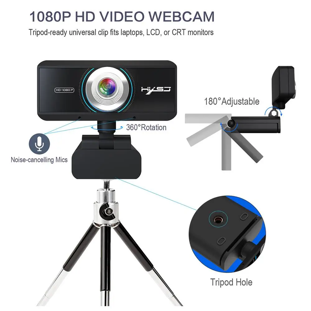 

1080P 5Million Webcam with Microphone,Fast Auto Focus,Computer Camera Web Camera for Video Calling Recording Conference