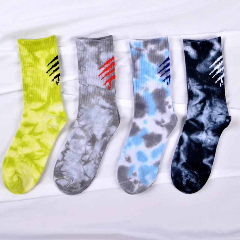 Tie-dye Socks Claw Marks Printing Street Trend High-top Tide Novelty Basketball Men Skateboard Hip hop Cotton Stocking | Мужская одежда
