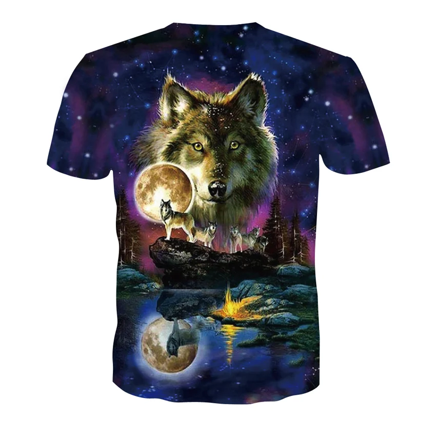 

2021 New Oversized Mens Wolf T-shirt Summer Fashion Wolf 3d Short Sleeve 3D O-neck Top Graphic Tees Shirt Oversize Male T-shirt