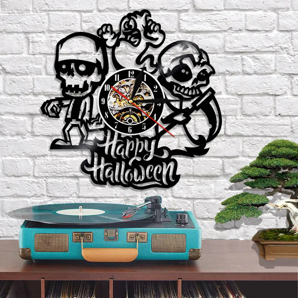 Креативные декоративные часы на Хэллоуин уникальный подарок сделанные из винила