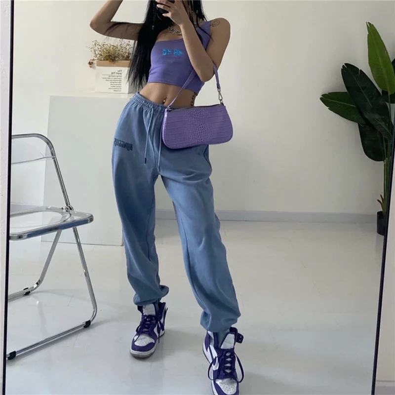 Женские Эластичные повседневные спортивные брюки с высокой талией со шнуровкой