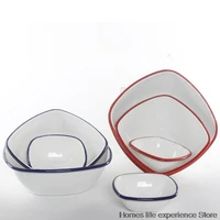new thick enamel tableware square bowl japanese home creative rice dessert syrup dinnerware kitchen cold drink fruit salad bowls