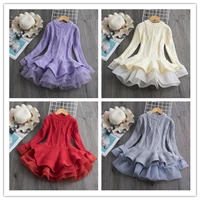 3 4 5 6 7 8 years old long sleeve princess dress woolen knitting skirts birthday party dress christmas baby girl clothes