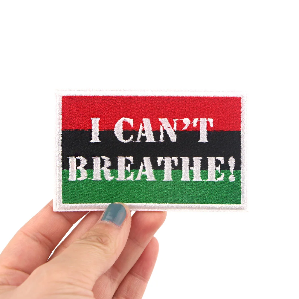 

ZF1383 1pcs I CAN'T BREATHE! Iron On Applique For T-shirt Jacket Cool Airplane Embroidered Patches Diy Bag Badges Stickers