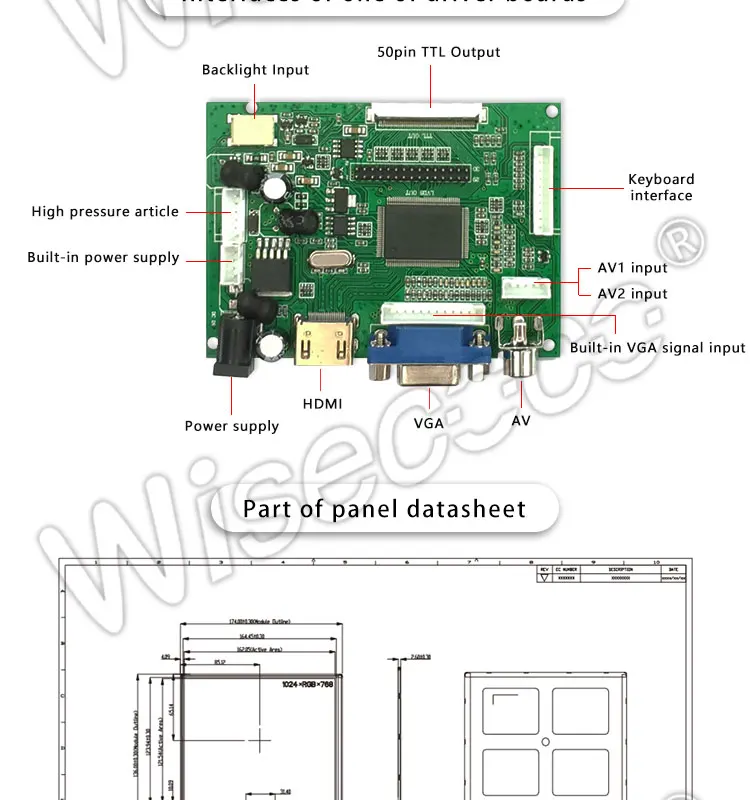 8 дюймов 1024*768 ips Экран Дисплей lcd TFT монитор с драйвером плата управления HDMI для Orange Raspberry Pi 3
