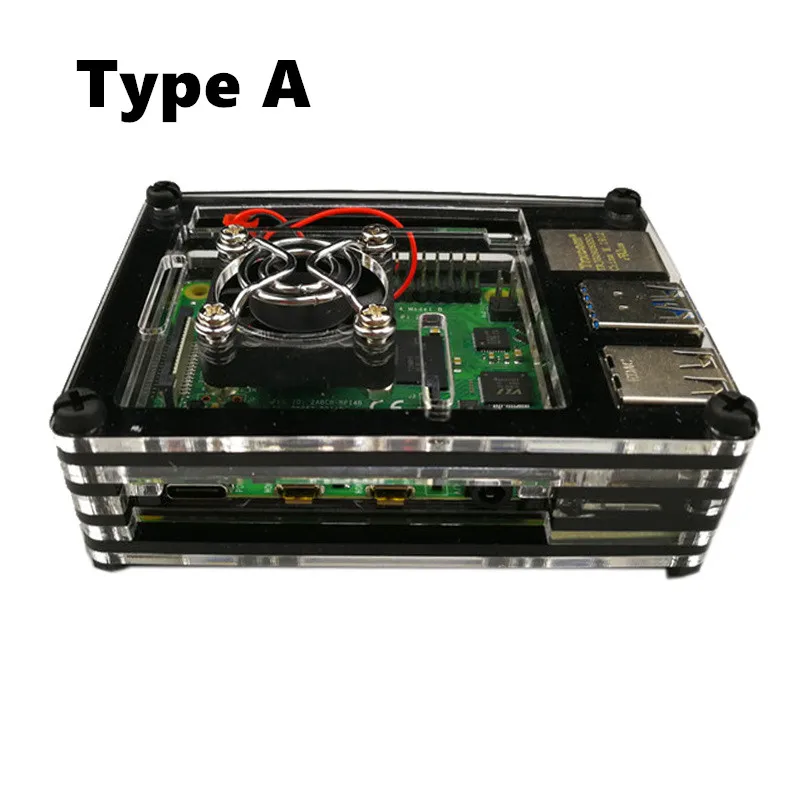 Акриловый Корпус для Raspberry Pi 4B новый 9-слойный 4 черный корпус + охлаждающий