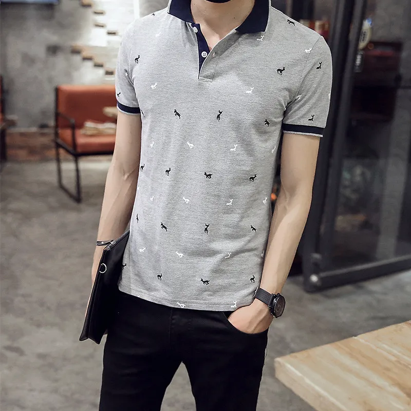 

6483-Summer Men's Solid Color Short Sleeve Trend Youth Cotton Top T-Shirt Simple Loose T-Shirt