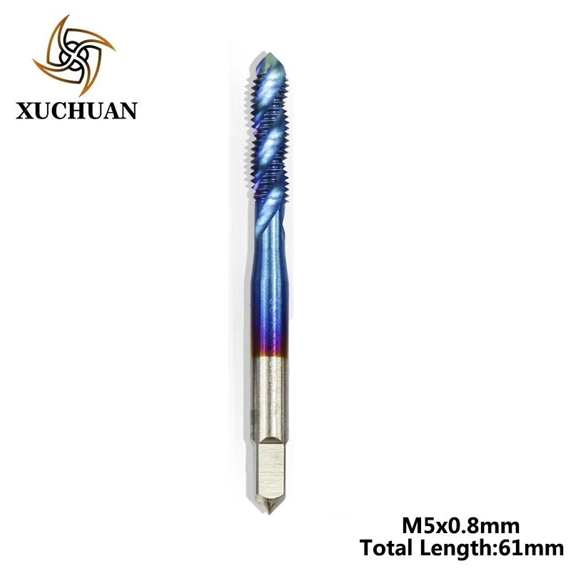 M5x0.8 1 шт. HSS 6542 винтовой кран сверло M2-M6 нано синий покрытием спиральный резьбовой кран Метрическая машина Резьба Кран дрель - Цвет: M5x0.8