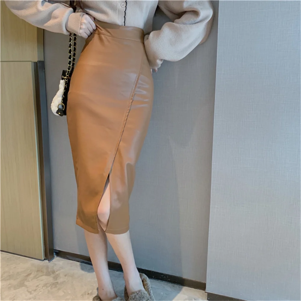 

Alien Kitty Slim Sexy Bodycon Mid-Length Skirt Size Autumn 2021 Casual High Waist All Match Hot OL Split Skirts Party