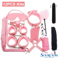 swt bdsm kits exotic adults games sex toys leather for sex whip gag tail plug women bondage handcuffs sex tools for couples
