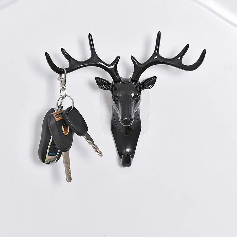 

2 PCS Antlers American Wall Decoration Hook Creative Personality Deer Head Wall Hook No Trace Key Wall Hooks