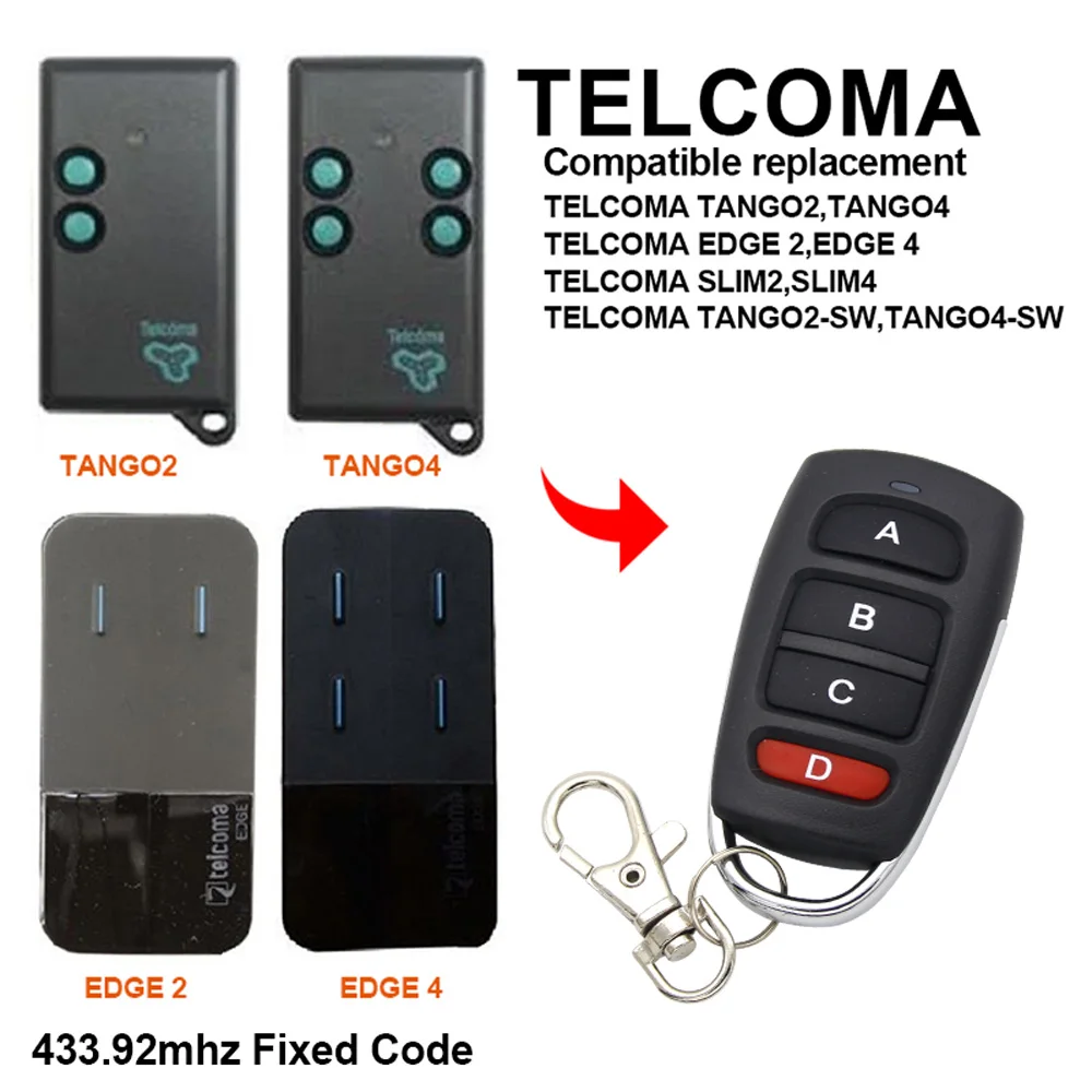 TELCOMA TANGO EDGE тонкий пульт дистанционного управления 433 92 МГц копия ворот гаража