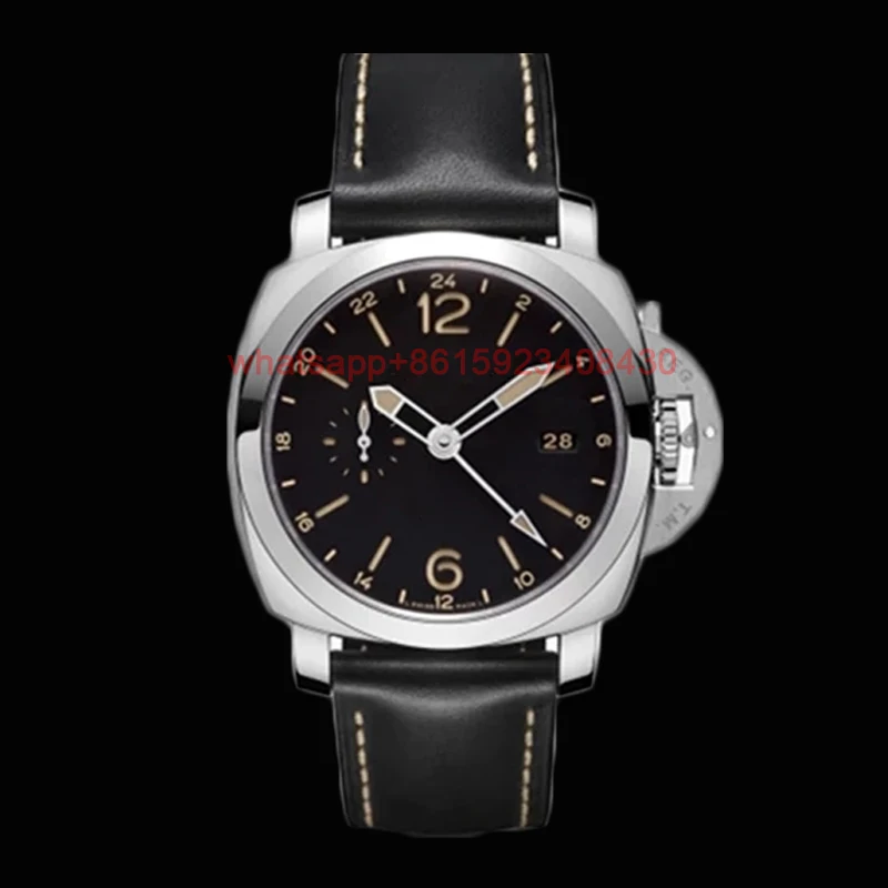 

New Luxury Men's Automatic Mechanical Watch Luminous Black Dial Leather Strap AAA wristwatch