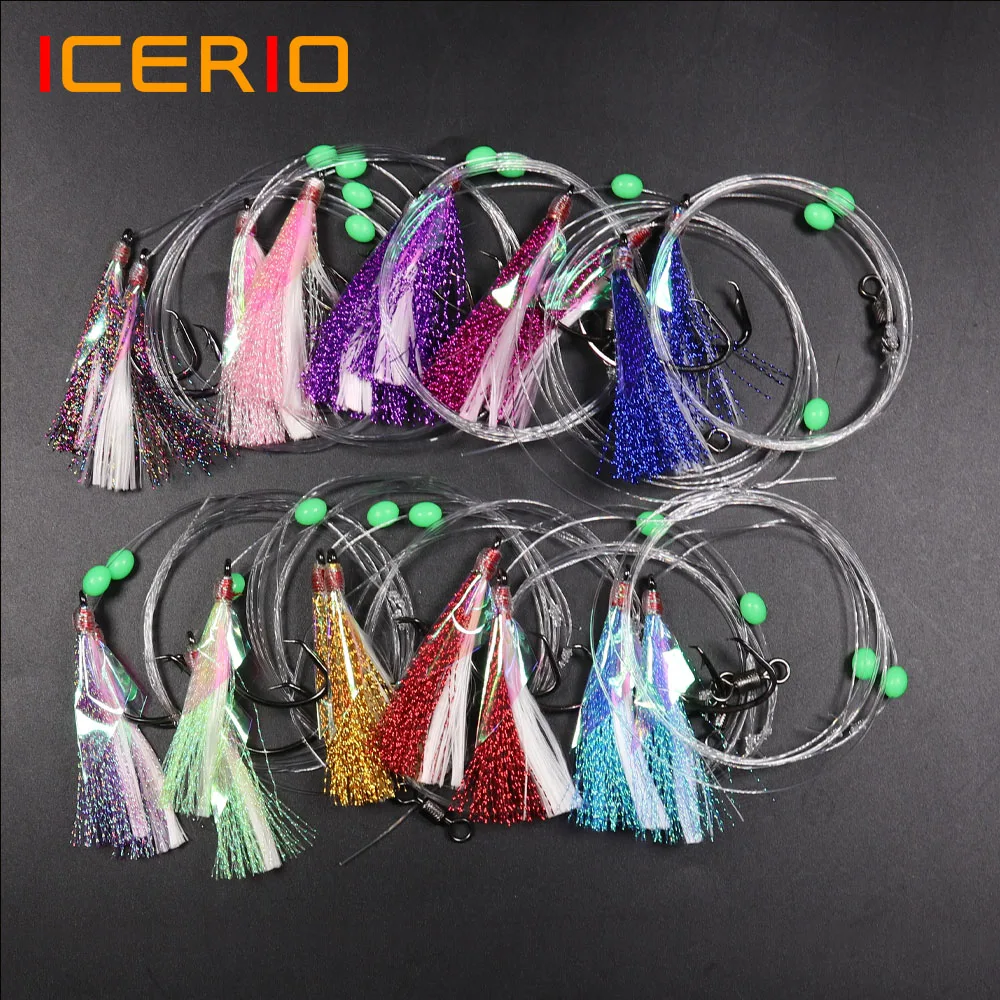 5 пакетов светящиеся рыболовные снасти Sabiki с 2 крючками | Спорт и развлечения