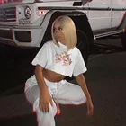 Женская футболка с принтом ангела, Повседневная Свободная футболка с коротким рукавом, Короткие топы, уличная одежда, лето 2020