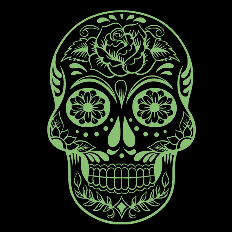 

Flower Skull Patches for Clothing Luminous Badge Heat transfer printing Noctilucent Patch Clothes DIY Fluorescence Stickers Gift