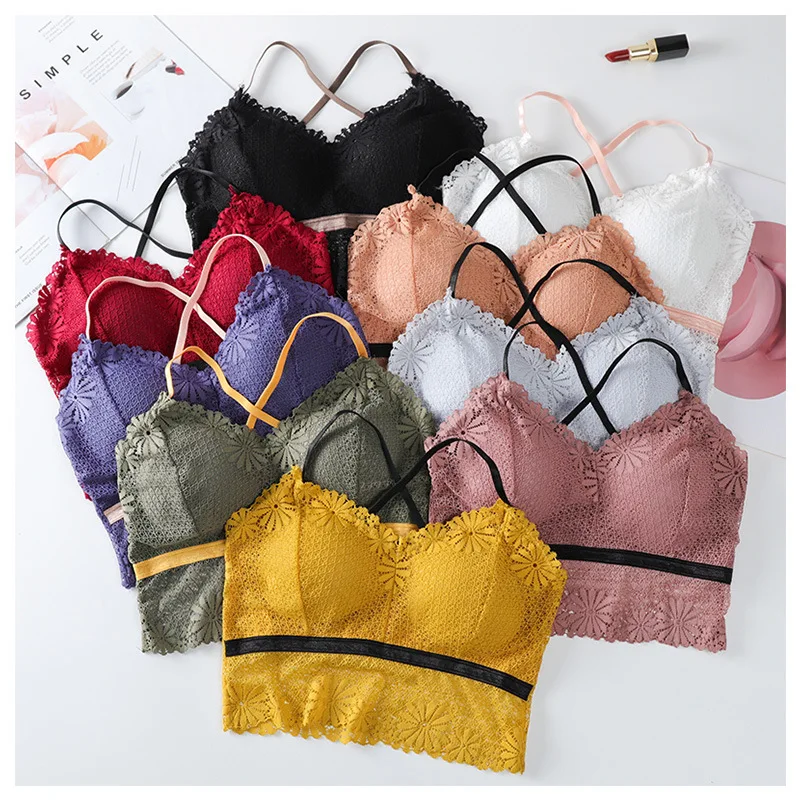 

3D Sexy Lingerie Seamless Sport Bra Backless Strapless Top Bra Push Up Bralette Brassiere Women Underwear lace crisscross wrap