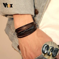 vnox customized morse code i love you mens layered leather bracelets casual gents wristband personalize husband gift
