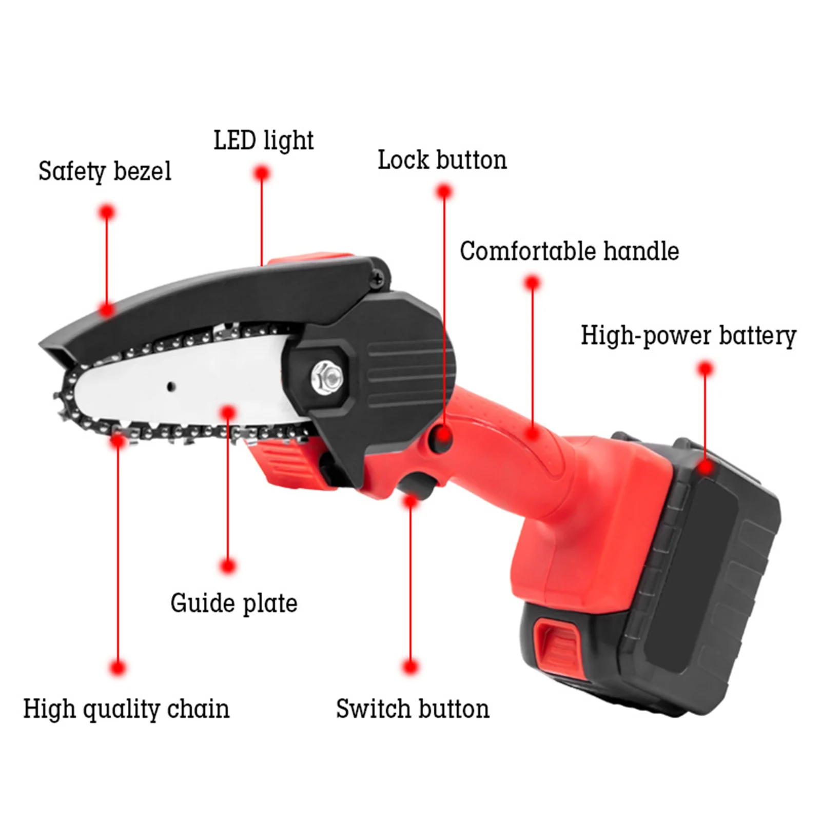 

Rechargeable Cordless Mini Electric Chain Saw Woodworking Saw One-Handed Electric Saw Garden Logging Best Price
