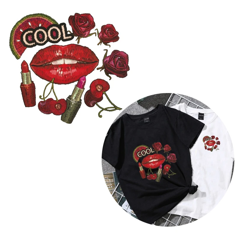 2019 New Patches Red Lip Kiss Ironing on Heat Transfer Printing Stickers Washable for Clothes T-shirts DIY Appliques | Дом и сад