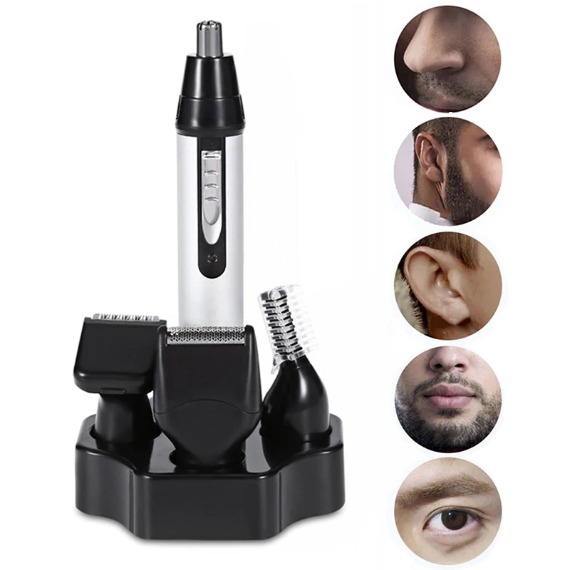 4 В1 Перезаряжаемый триммер для удаления волос на лице, бровях, ушах и носу для мужчин, водонепроницаемый продукт.