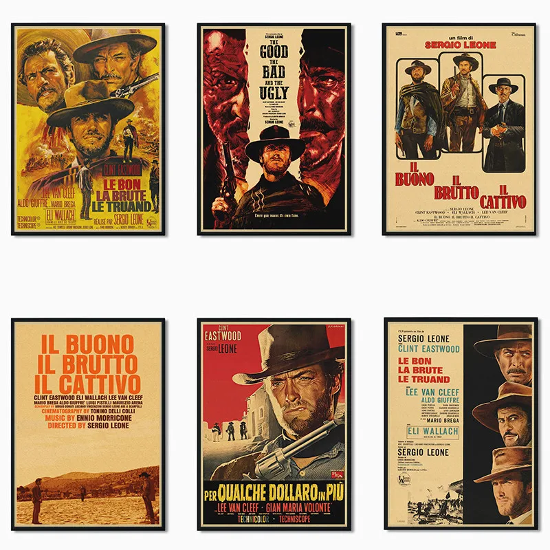 

Винтажный ностальгический классический кинотеатр «The Good, the Bad and the уродливая крафт-бумага плакат для кафе» креативная настенная бумага для ...