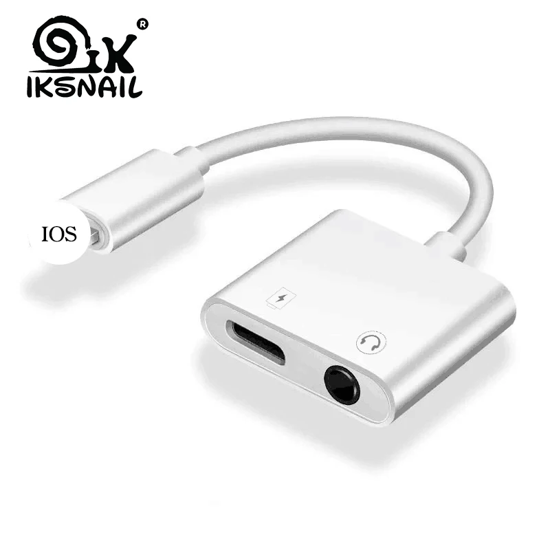 IKSNAIL 2 в 1 зарядное устройство с интерфейсом Lightning адаптер для прослушивания iphone X 8 Plus адаптер для зарядки 3,5 мм разъем разветвитель AUX для iphone XS MAX