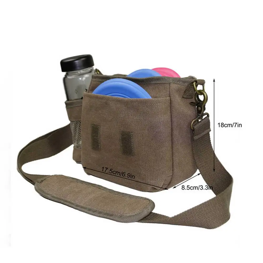 

Outdoor Flying Disc Bag Durable Golf Practice Canvas Storage Bag Disc Holder Sling Disc Shoulder Bag With Side Mesh Bottle Bag