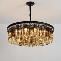 american post modern circular crystal lamp shade pendant lights living room dining room bedroom hotel led chain pendant lamps