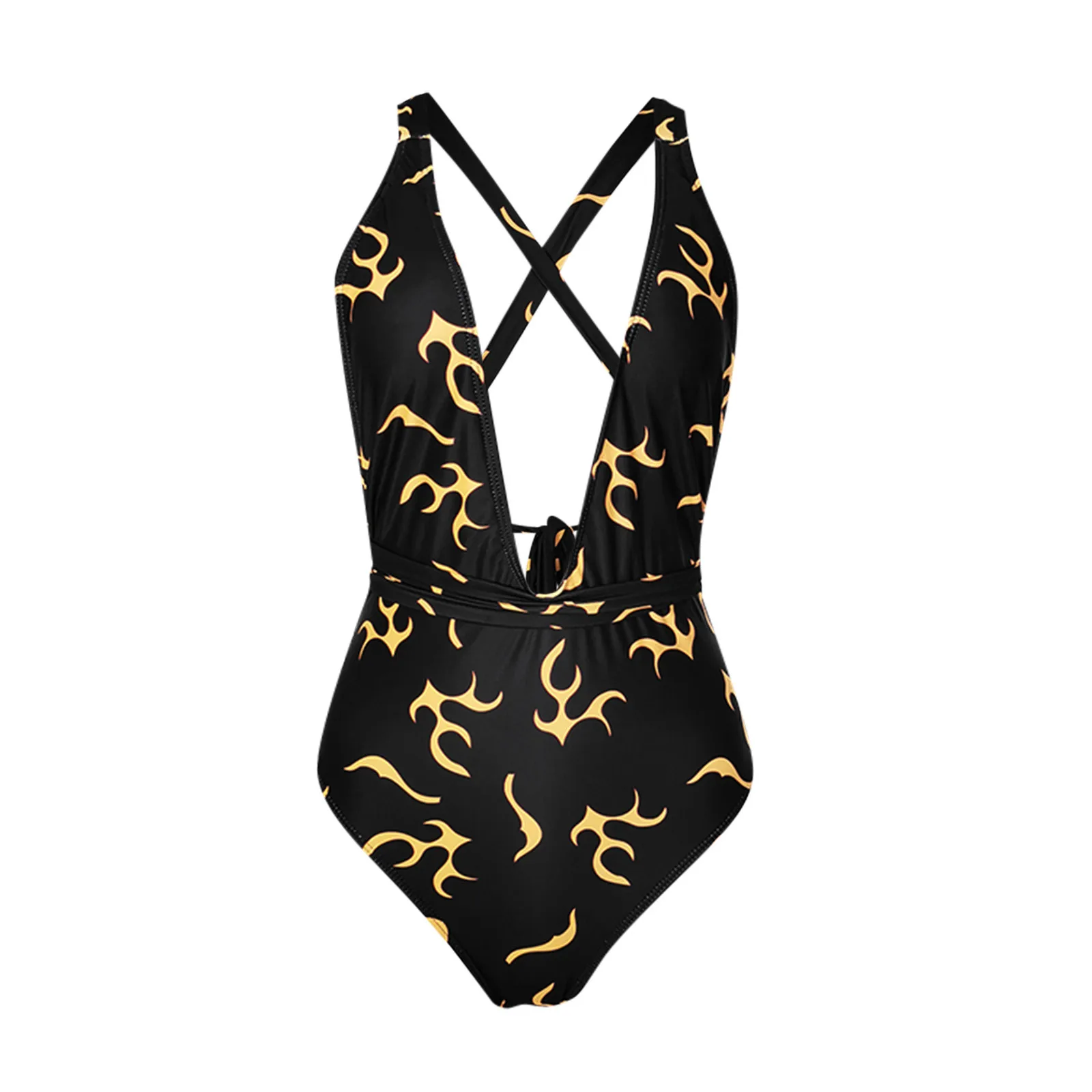 

Tankini Swimsuits Women Deep V-neck Women Soild Print Push Up One-piece Tankini Swimsuit Beachwear Swimwear Tummy Control #g