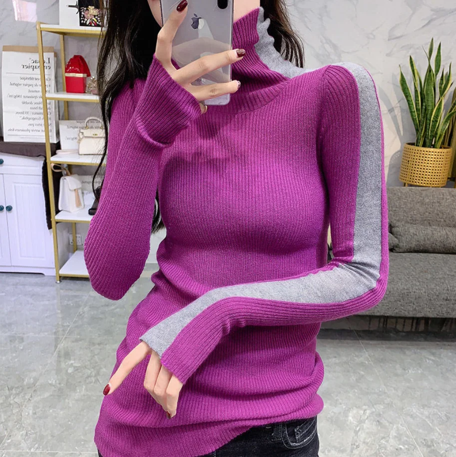 

2020 autumn and winter New base sweater women's high collar slimming sweater
