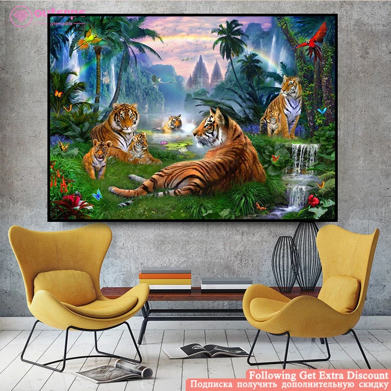 

Алмазная вышивка тиграми, мозаика «сделай сам» ручной работы, полная вышивка крестиком, подарок для домашнего декора