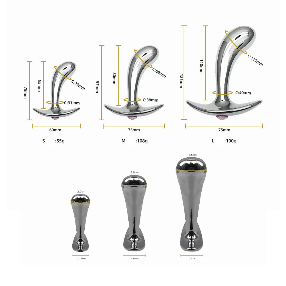 Анальная пробка S/M/L фаллоимитатор из нержавеющей стали металлическая массажер