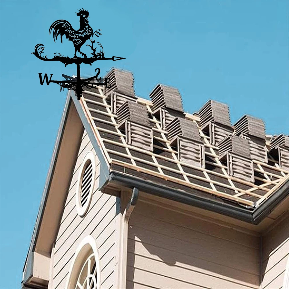 

Weathervane Garden Stake Wind Decor Indicator Measuring Tool Roof Mount With Rooster Pattern Ornament For Outdoor Farmhouse Yard