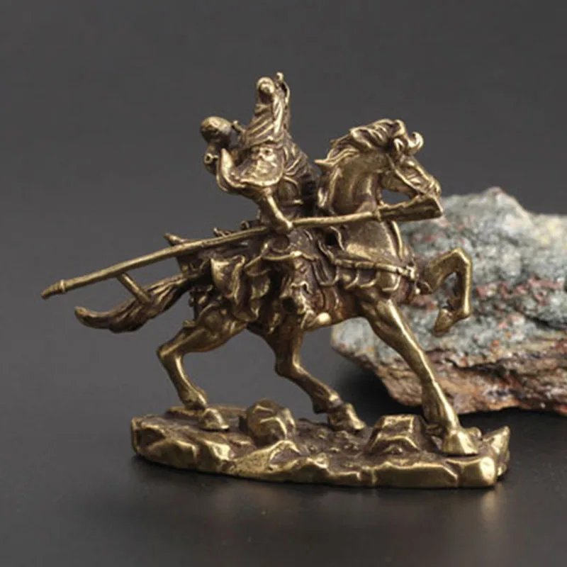 1X Ретро Китайский медный Бог богатства Guan Gong Рисунок Статуя Статуэтка миниатюрное украшение для домашнего офиса стола