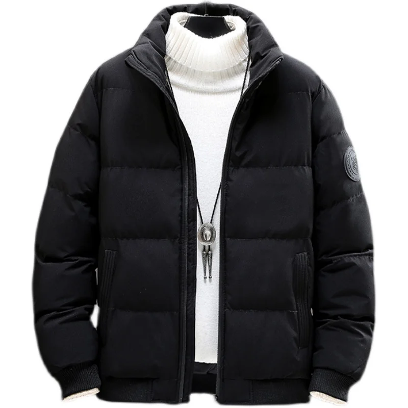 Men's Warm Jacket Winter Windproof Jacket Pure Color Casual Thicken Jacket