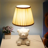 modern girl cute bear table lamp creative resin led art deco desk lights for boy children bedroom bedside lamps study room e27
