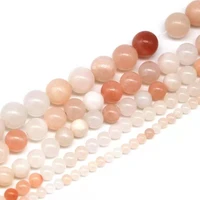 natural stone light pink smooth round beads diy4 6 8 10 mm men women fashion necklace charms wholesale for jewelry making