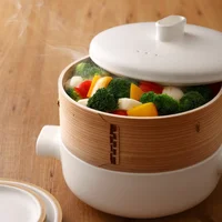 Japanese steamer casserole soup pot stew pot bamboo steamer drawer multilayer ceramic household gas steam pot steamer pot