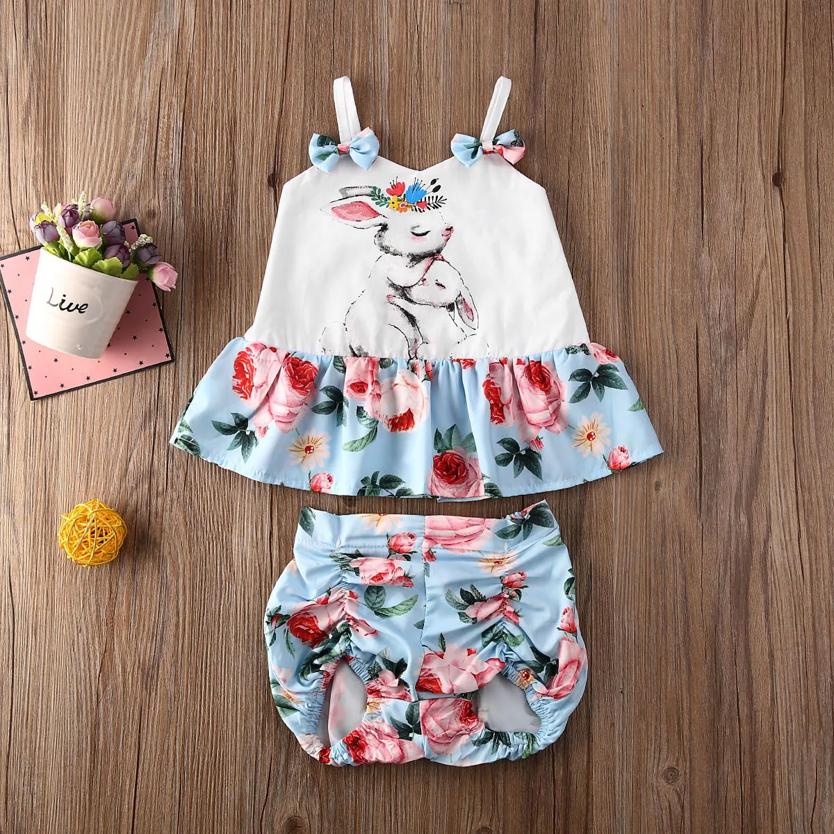 

2020 new Toddler Infant Newborn Baby Girl Romper Easter Bunny Top Tutu Skirt Outfit Clothes Outfit Set