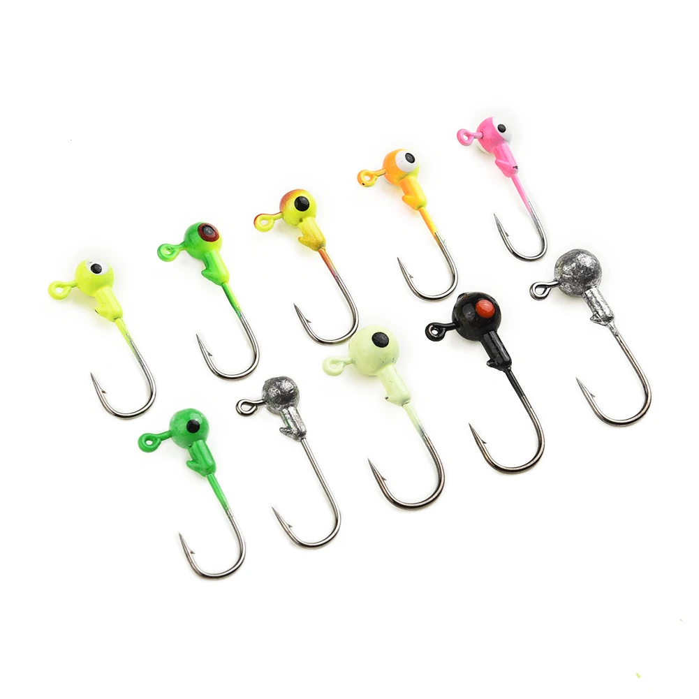 

100pcs / Box 1g / 2g Fishhook Multicolor Lead Head Jigs With Single Hook Fish Tackle Pesca Iscas Accessories Fishing Hooks Tools