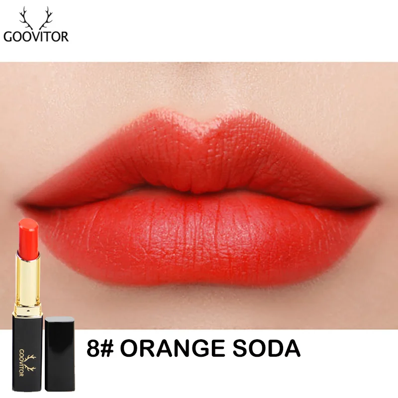 Матовая губная помада GOOVITOR color Statemen Нью-Йорк сенсационный сделанный для всех губная помада идеальные красные яркие оттенки без грубости - Цвет: 8 Orange Soda