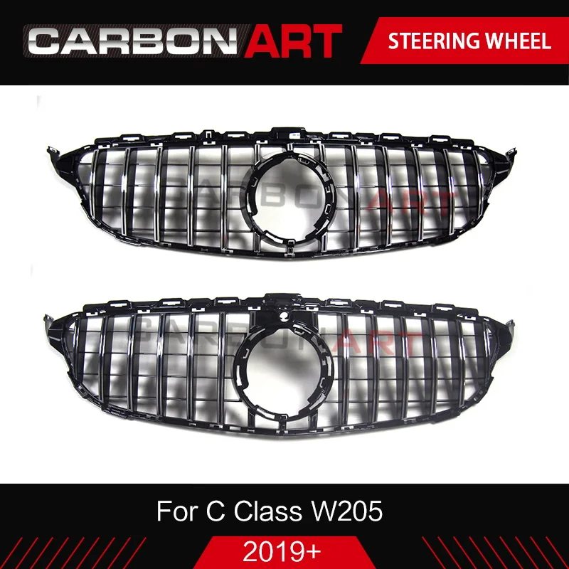 GT Chrome no cam Новинка C Class W205 GT решетка Алмазная решетка сетка передний бампер гоночный Купе Седан для Mercedes C180 C200 C250 спортивный - Цвет: GT Chrome no cam