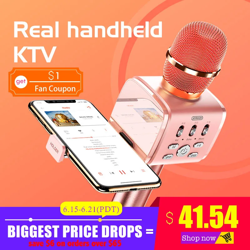 Профессиональный микрофон для караоке стерео bluetooth динамик беспроводной