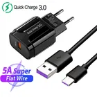USB 3.0 5A кабель для быстрой зарядки Type-C для Samsung A50 Huawei Note 5T 6 7 Se Mate 20 Honor 9X 30 Pro