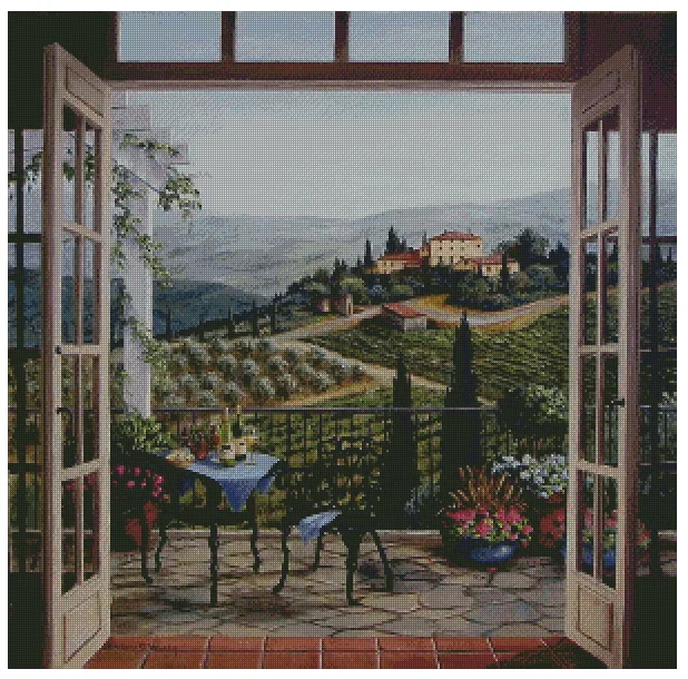 

Balcony View of Villa scenery Top Quality Cross Stitch Kits 14CT Unprinted Sewing kit Embroidered Art Handmade Home Decor