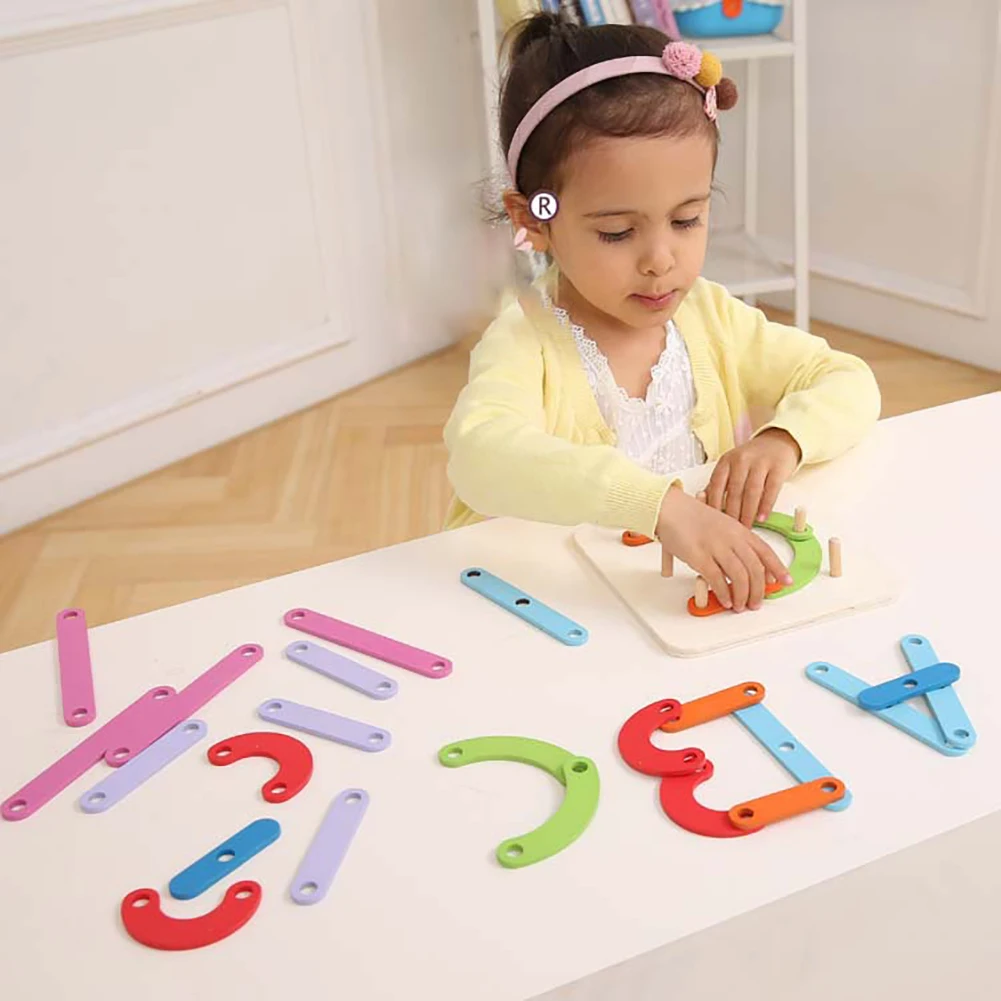 1 Set Wooden Letter Number Shape Pegboard Construction Sorter Puzzle Kids Stacking Toy | Игрушки и хобби