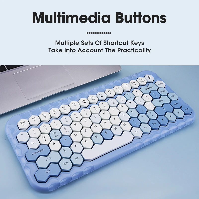 wireless bluetooth keyboard hexagon keycap mixed colors keyboards for macbook pc laptop ipad tablet computer andorid phone free global shipping