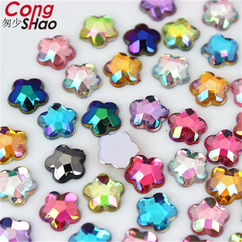 100 шт. 8 мм Цветок 3D камешки для дизайна ногтей flatback Кристаллы акриловые Стразы AB